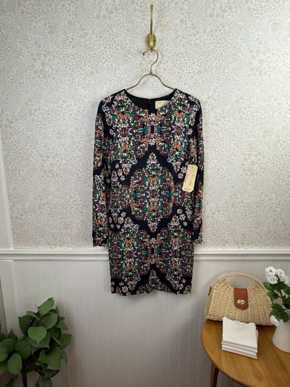 Artelier Nicole Miller Black Jewel Mosaic Print Sheath Dress - Size - 6 - NWT